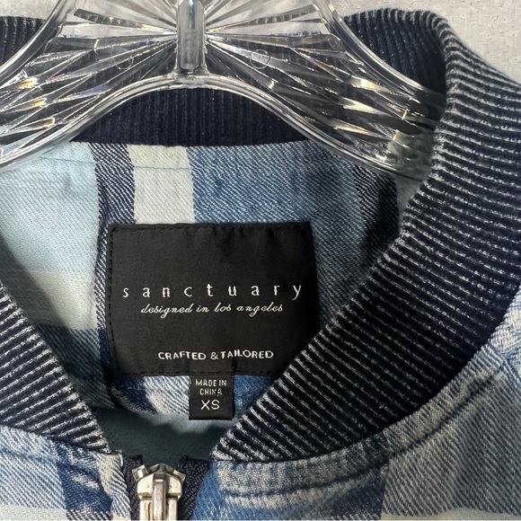 🍉 Sanctuary Plaid Chambray Bomber Jacket - Picture 3 of 5